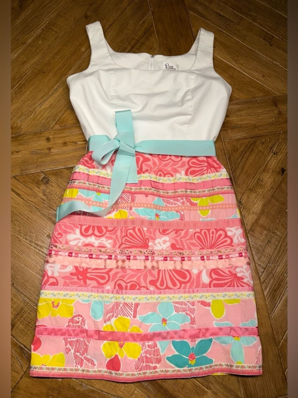 Vintage Lilly Pulitzer summer floral garden party dress/ribbon  skirt/size 2